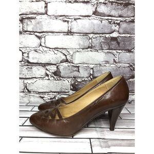 Cities VTG Brown Leather Pointed Toe Dress High Heels Women’s Sz 6M US/36.5EU